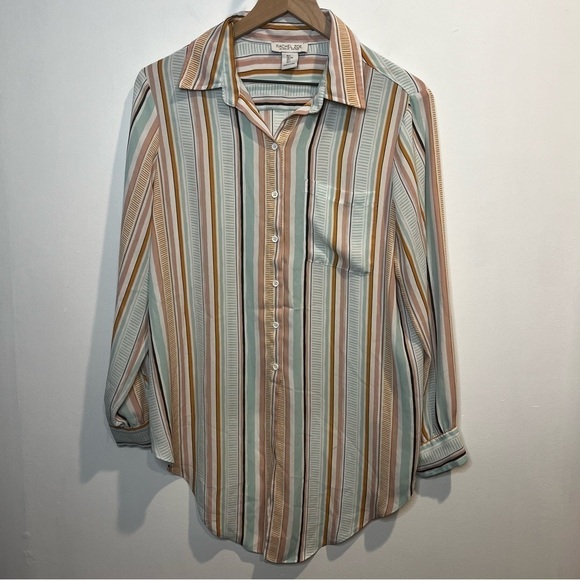 Women’s | Rachel Zoe Pastel Striped Long Sleeve Blouse | Large - Picture 1 of 8